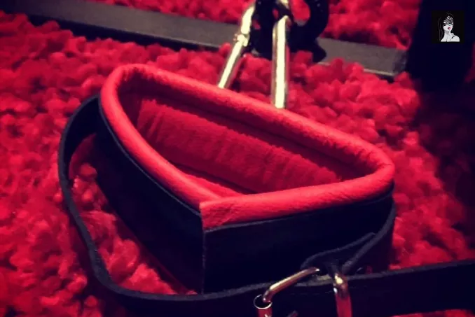 Menotte cuir pièce rouge - Escapade Coquine